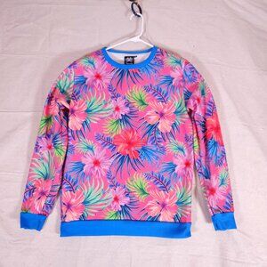 Vapor95 Floral Sweatshirt Mens Large Long Sleeve Adult Unisex Colorful Pullover
